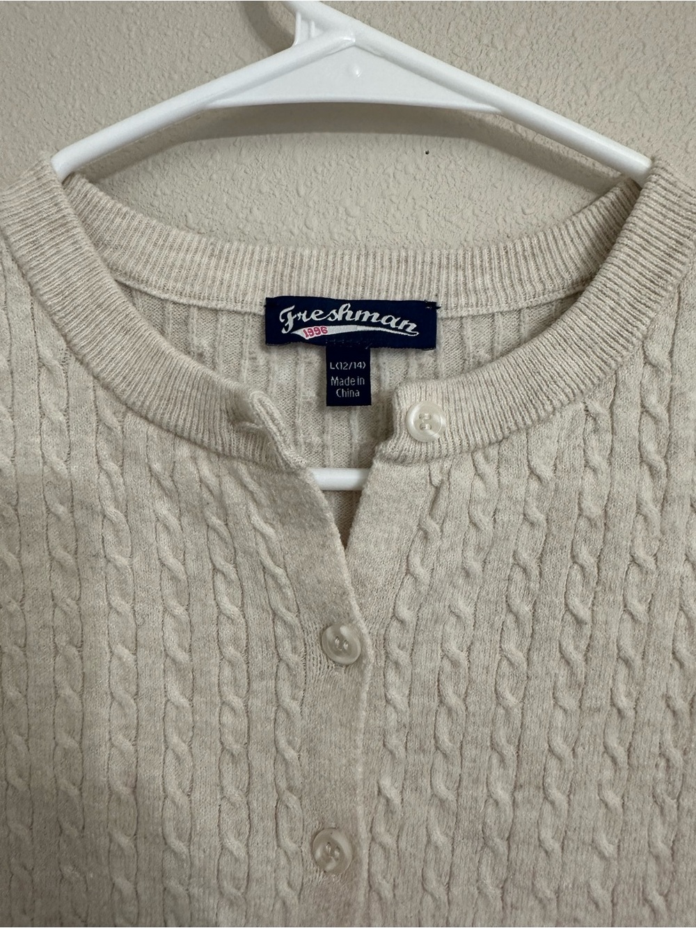 Freshman kids Cream Cable Knit Button-Front Cardigan